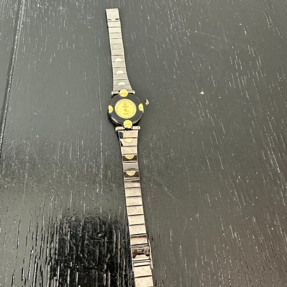 Designer Womens Gold Rhinestones Stainless Steel Black Watch main image 7
